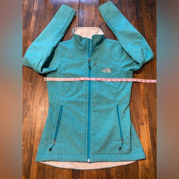 The North Face Softshell Full Zip Jacket Womens XS Mock Neck Teal Blue - Picture 6 of 9